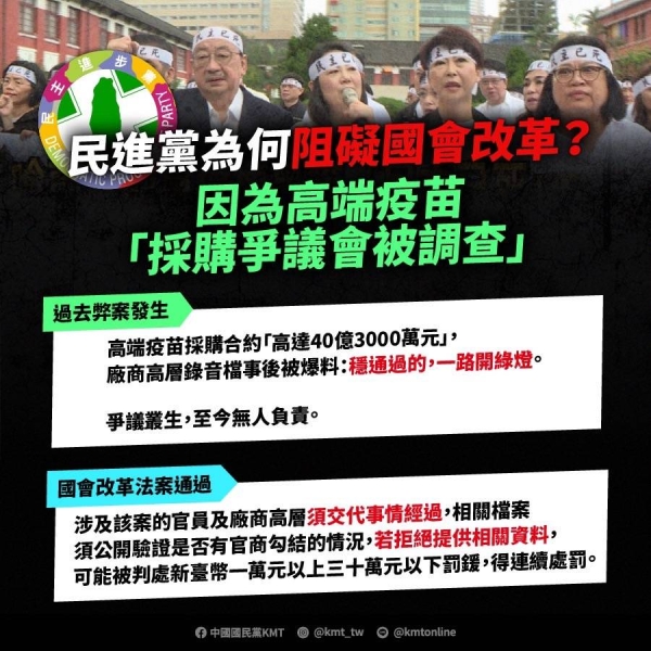 國民黨指控綠百般阻撓國會改革　擔心弊案與謊言被揭穿