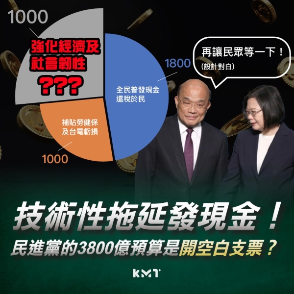 技術性拖延發現金！ 民進黨的3800億預算是開空白支票