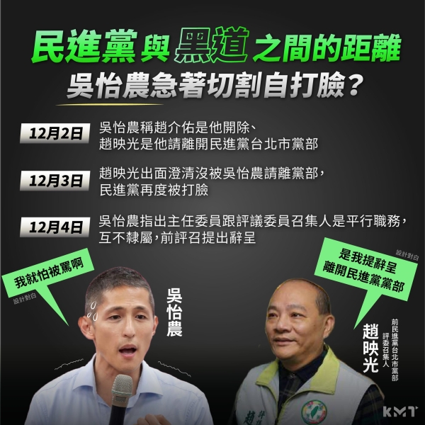 國民黨:民進黨與黑道之間的距離 吳怡農急著切割自打臉！