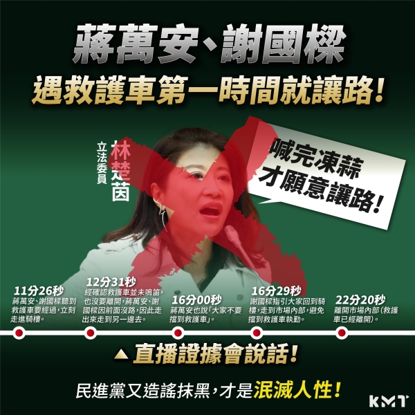 蔣萬安、謝國樑掃市場看到救護車第一時間就讓路， 民進黨又造謠抹黑，才是泯滅人性！