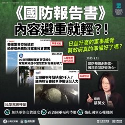 台灣民眾黨：「《國防報告書》內容避重就輕？！」