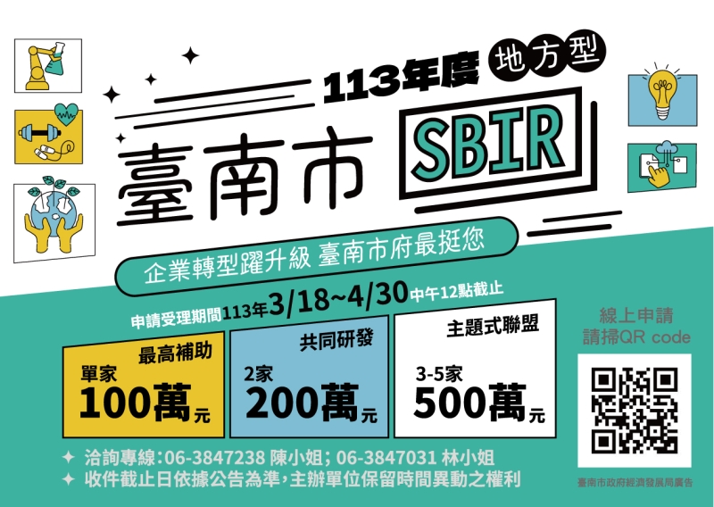 臺南市啟動創新研發補助 每案最高500萬元