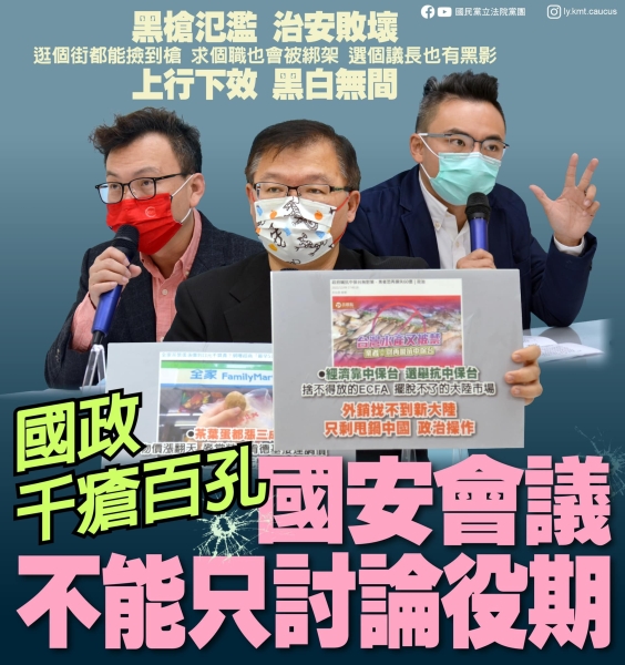 國民黨團:「國政千瘡百孔 國安會議不能只討論役期」