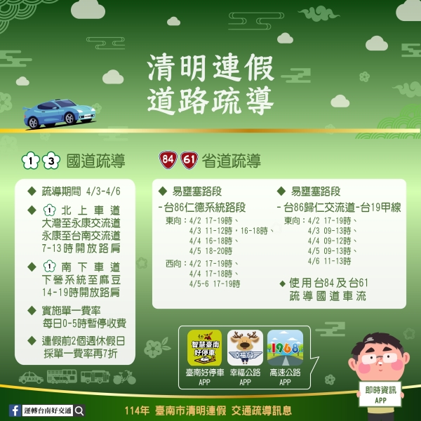清明連假出遊 多處交通管制請注意