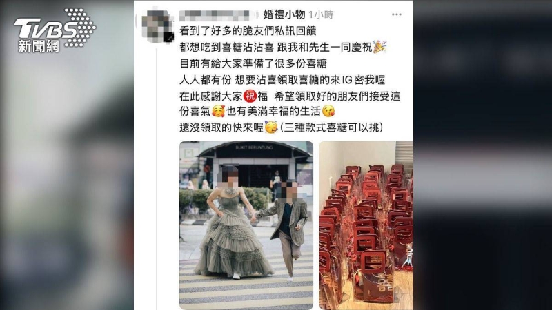 婚紗照淪詐騙工具！誆「贈送喜餅、喜糖」　匯38元運費險遭詐